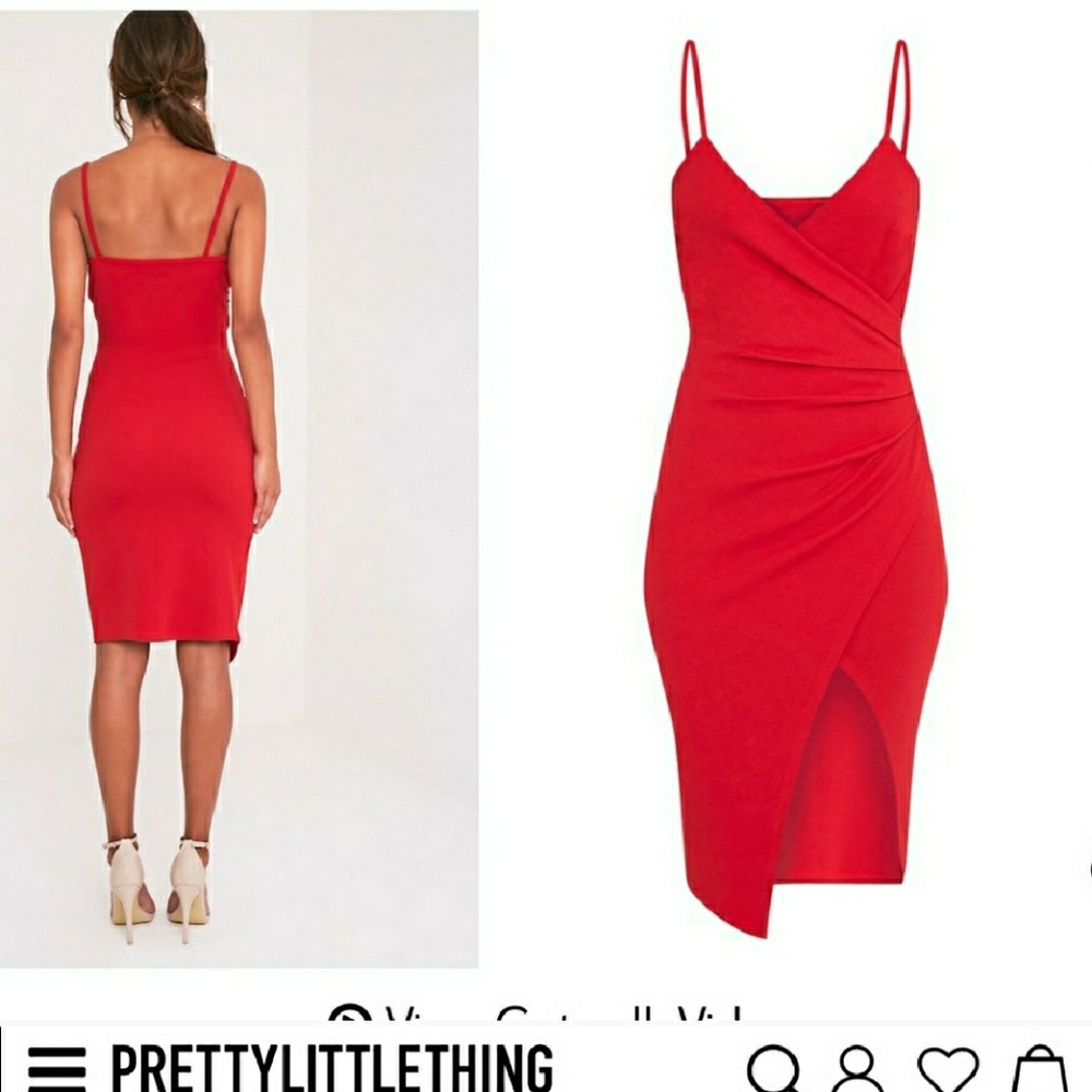 PrettyLittleThing Lauriell Rose Wrap Dress